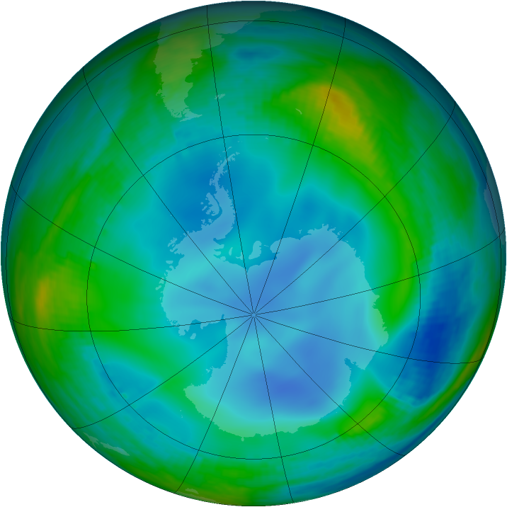 Antarctic ozone map for 28 June 2000